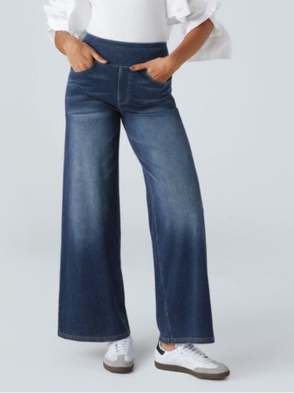 Halara Wide-Leg Pull-On Women’s Jeans in Dark Blue H3